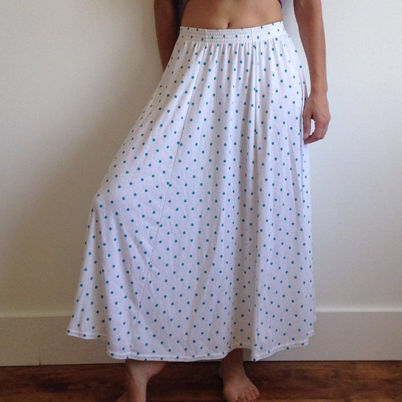 VINTAGE Mr. K - White Skirt With Blue Polka Dots - Picture 7 of 10